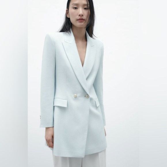 Zara NWT RARE Luxury Classic Tailored Minimalist Textured Double Breasted Jacket